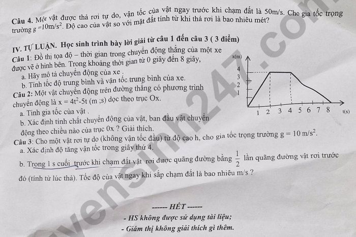 De thi giua ki 1 nam 2025 THPT Ly Tu Trong - lop 10 mon Ly