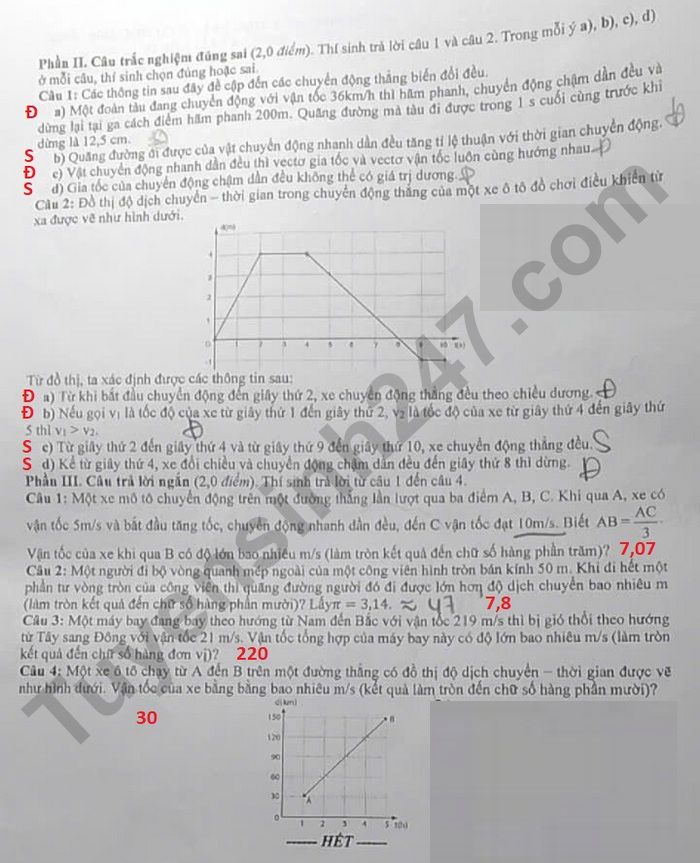 De thi giua ki 1 lop 10 mon Ly - THPT so 2 Phan Boi Chau 2025