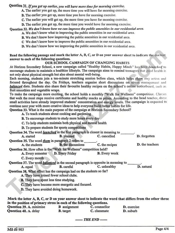 De thi giua ki 1 lop 9 mon Anh 2025 - THCS Trung Vuong