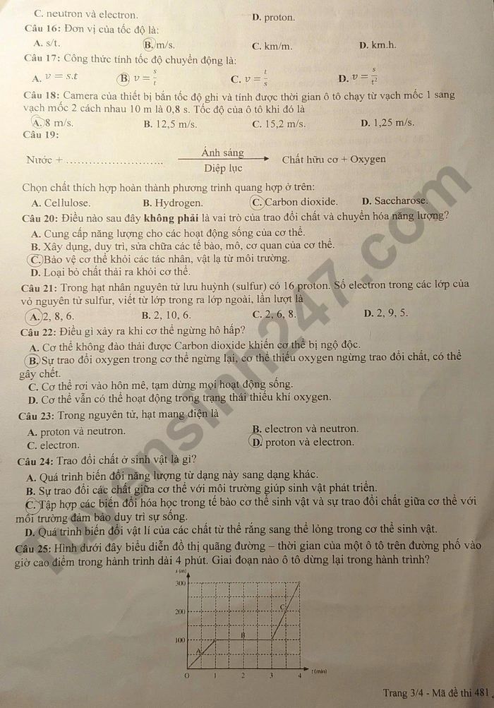 De thi giua hoc ki 1 mon Khoa hoc tu nhien 7 THCS Nam Hong 2025