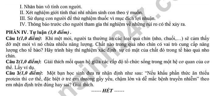 De thi giua ki 1 mon Sinh lop 10 THPT Huong Hoa 2025