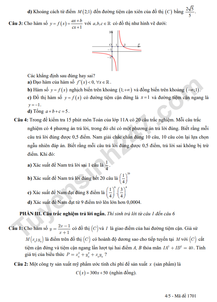 De thi thu tot nghiep THPT 2026 mon Toan 2026 - THPT Dao Duy Tu