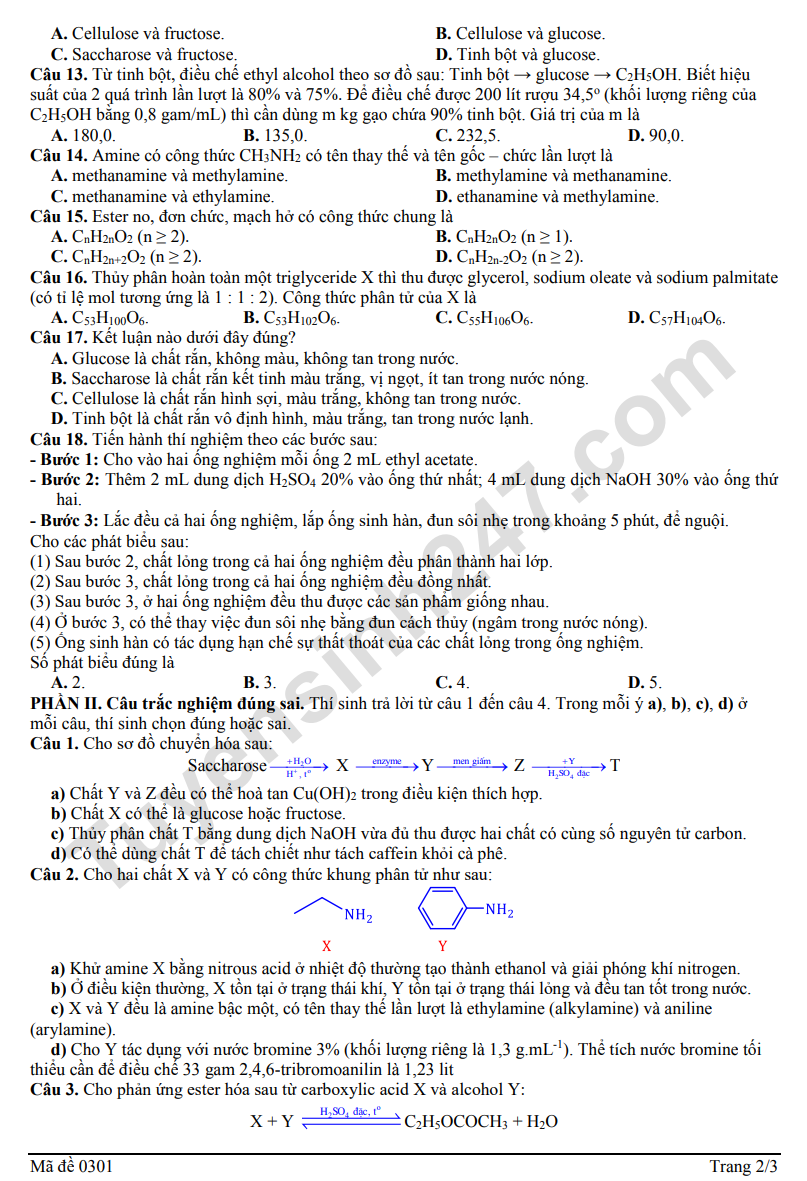 De tthi thu tot nghiep THPT 2026 mon Hoa - Cum truong Bac Ninh