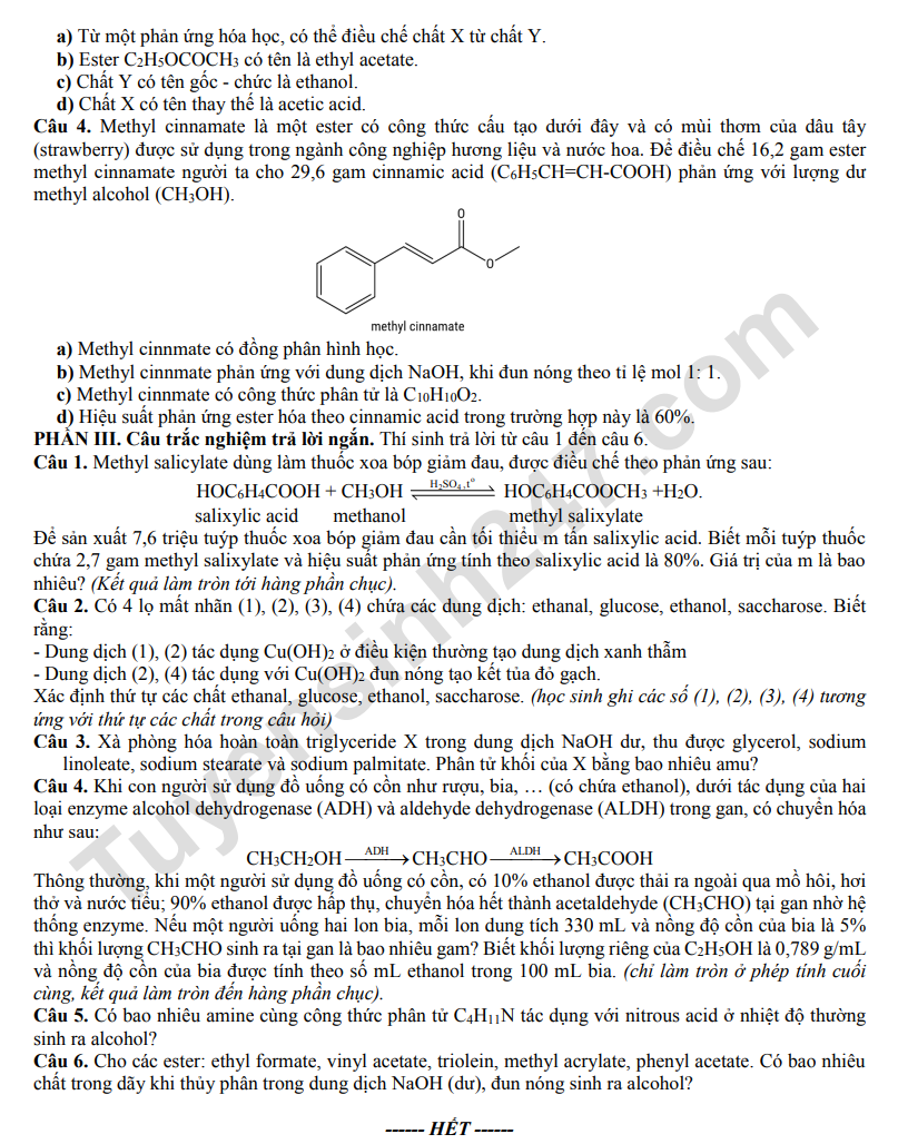 De tthi thu tot nghiep THPT 2026 mon Hoa - Cum truong Bac Ninh