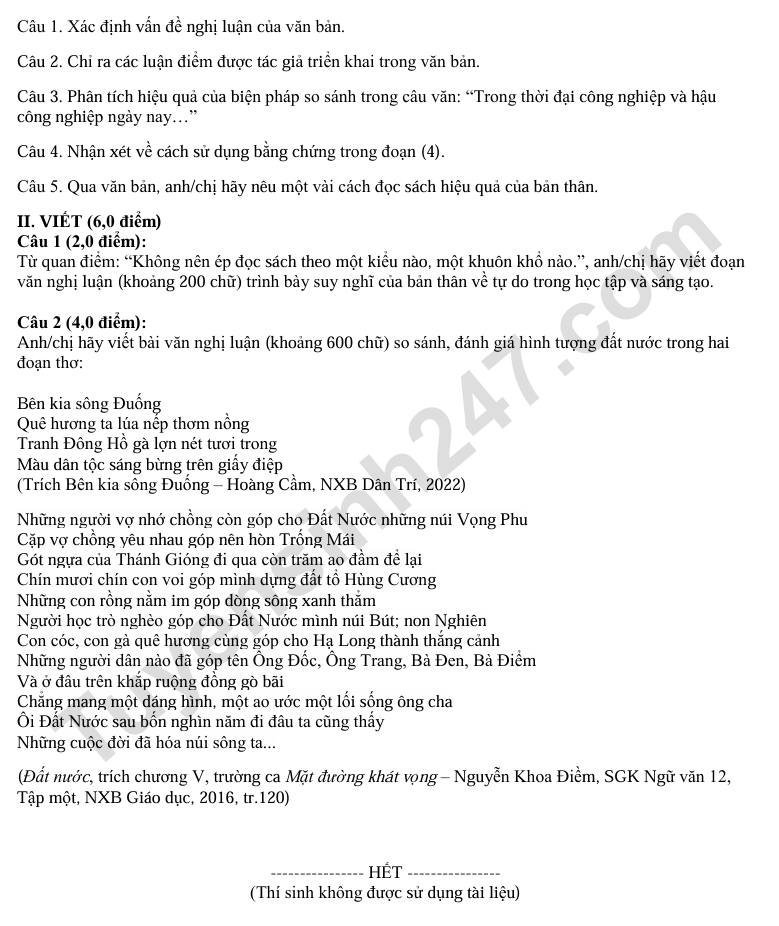 De thi thu tot nghiep THPT mon Van 2026 - Cum truong Bac Ninh