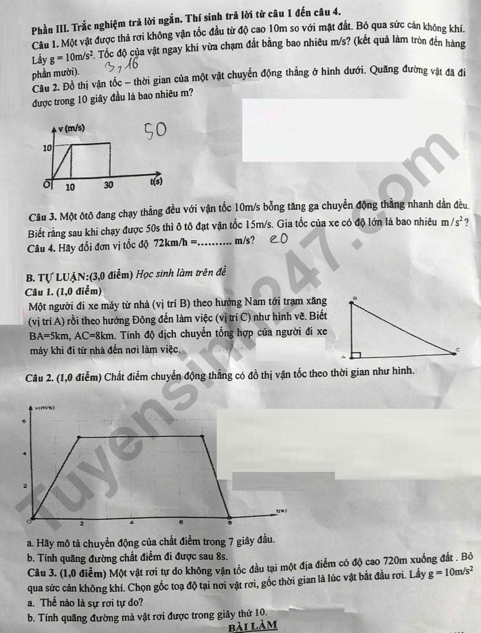 De thi giua ki 1 nam 2025 THPT Le Loi - lop 10 mon Ly