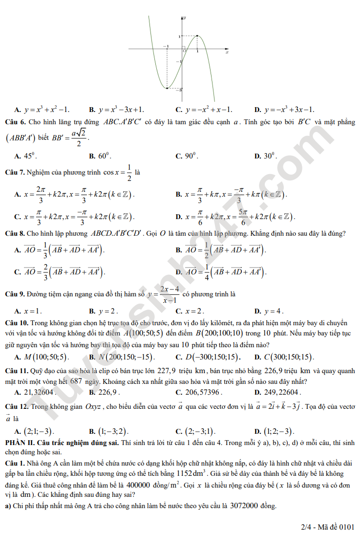 De thi thu tot nghiep THPT 2026 mon Toan - Cum truong Bac Ninh