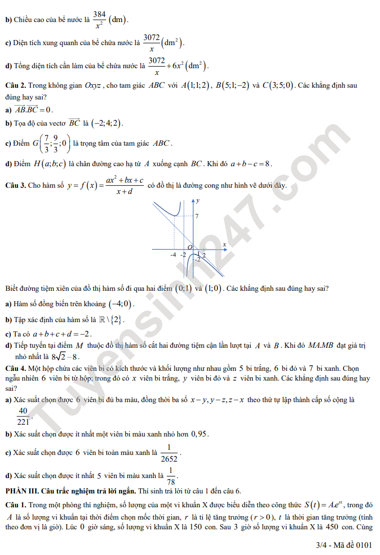 De thi thu tot nghiep THPT 2026 mon Toan - Cum truong Bac Ninh