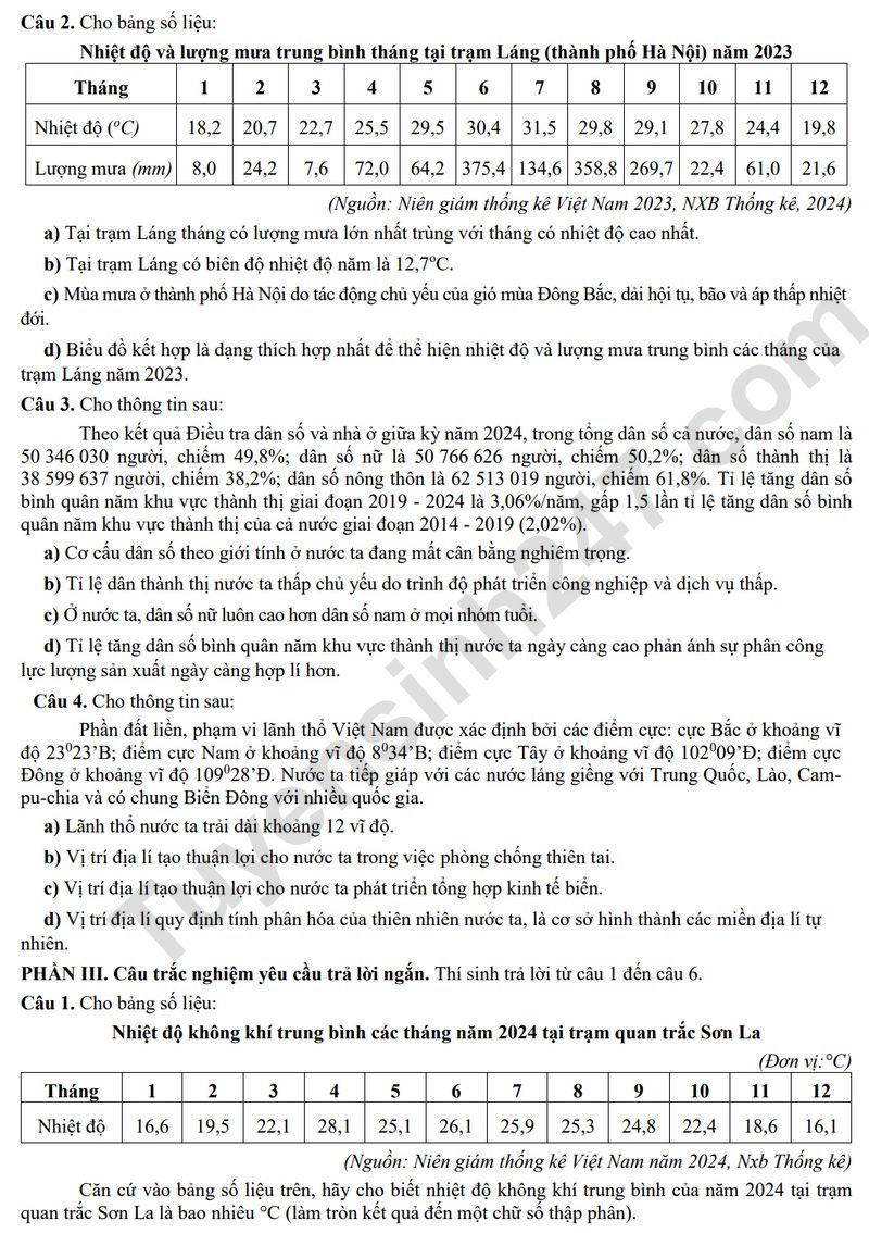 De thi thu tot nghiep THPT 2026 mon Dia - Cum truong Bac Ninh (Co dap an)