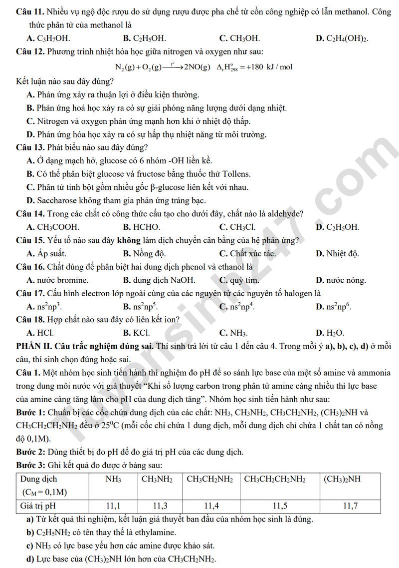 De thi thu tot nghiep THPT 2026 mon Hoa - Cum truong Bac Ninh (Co dap an)