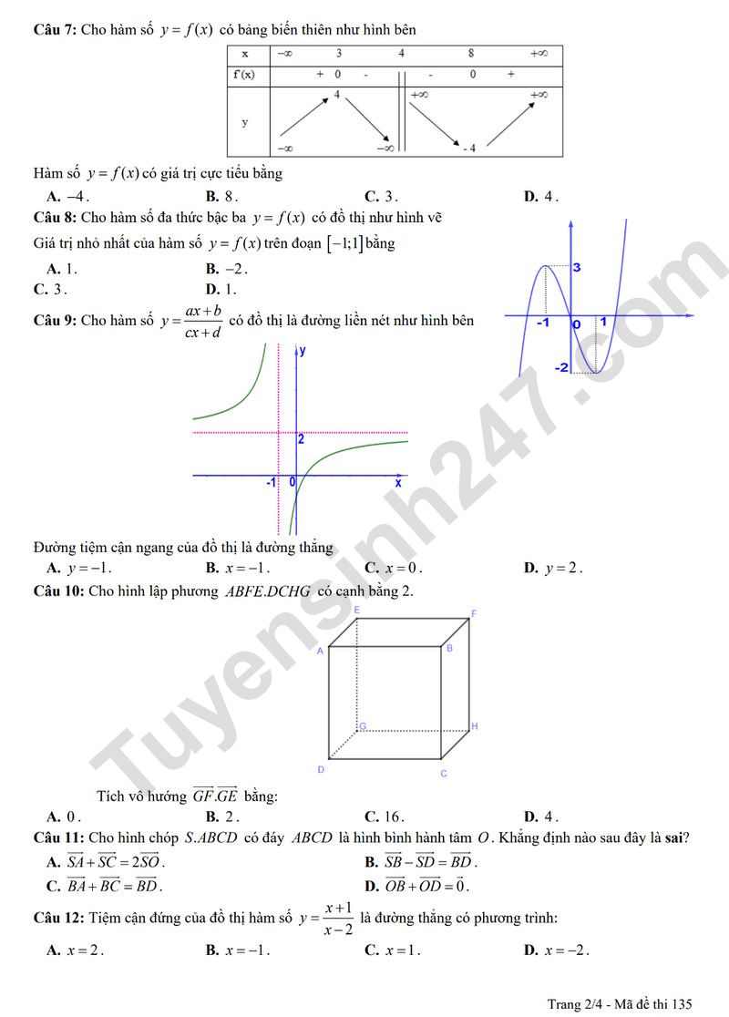 De thi giua ki 1 lop 12 mon Toan 2025 - THPT A Hai Hau