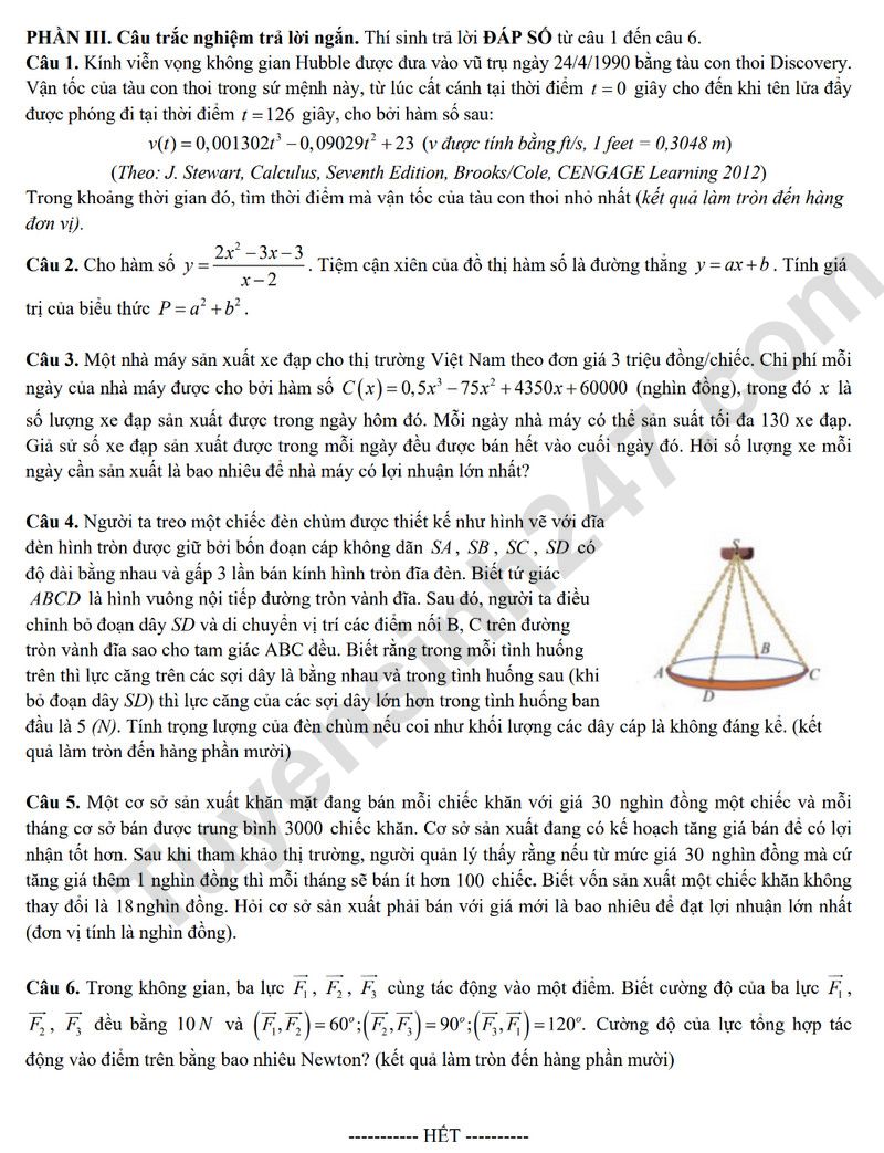 De thi giua ki 1 lop 12 mon Toan 2025 - THPT A Hai Hau