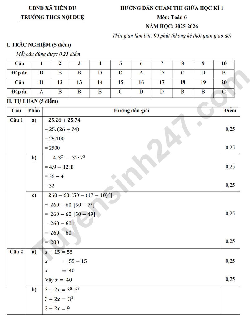 De thi giua ki 1 lop 6 mon Toan 2025 - THCS Noi Due (Co dap an)