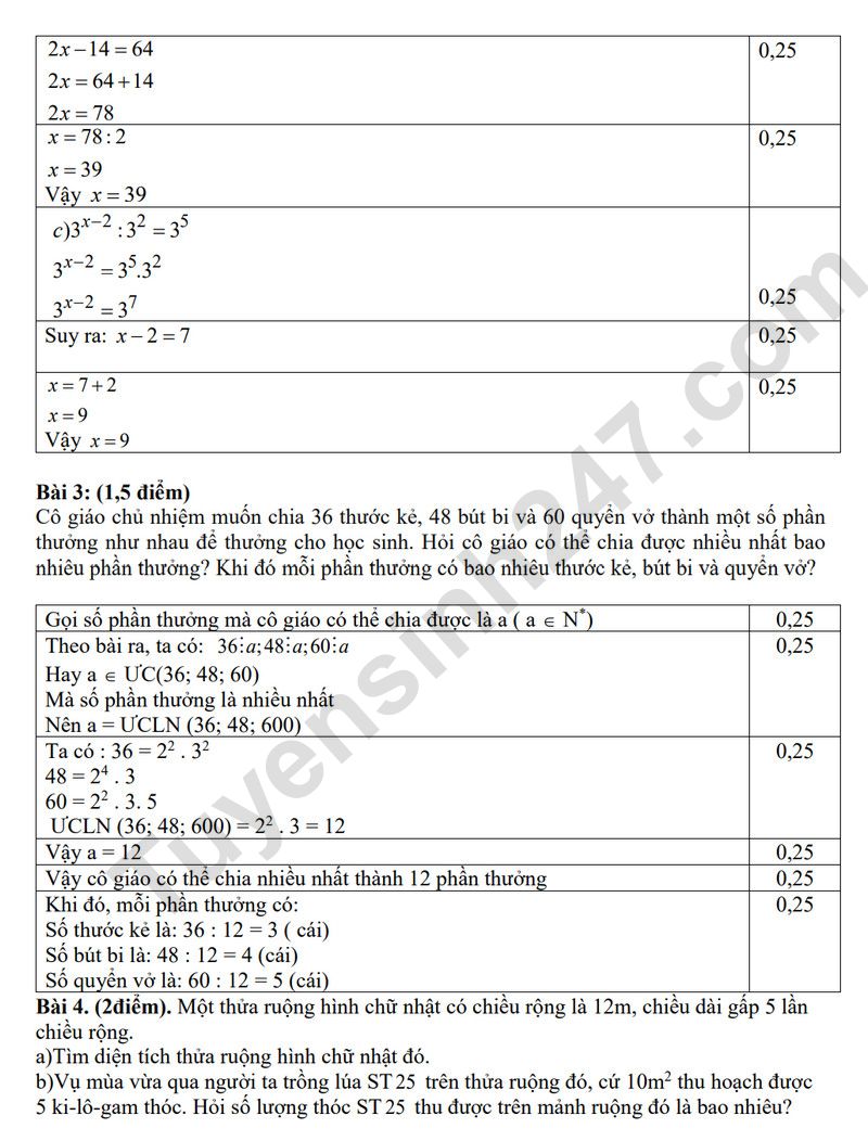 De giua ki 1 lop 6 mon Toan 2025 - THPT Tong Van Tran (Co dap an)