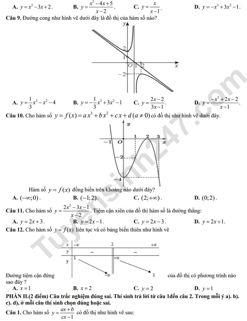 De giua ki 1 lop 12 mon Toan 2025 - THPT Ly Tu Trong