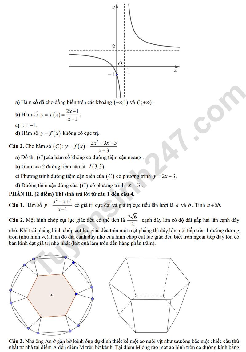 De giua ki 1 lop 12 mon Toan 2025 - THPT Ly Tu Trong