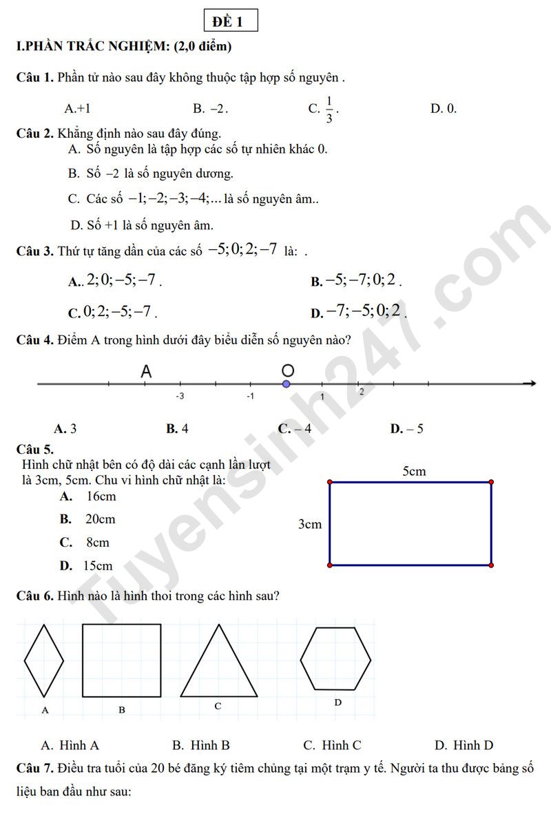 De thi hoc ki 1 lop 6 mon Toan 2025 - truong THCS Dong Thanh (Tham khao)