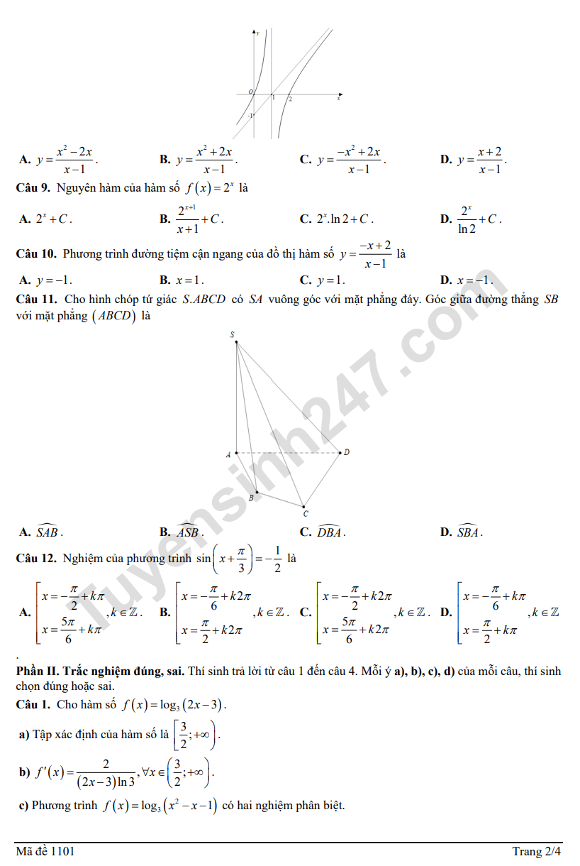 De thi thu tot nghiep THPT mon Toan 2026 - THPT Nguyen Dang Dao