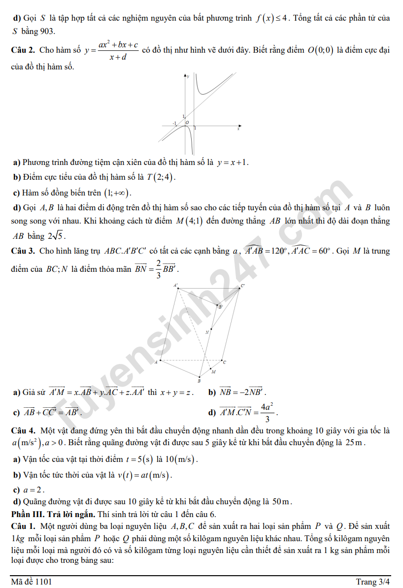 De thi thu tot nghiep THPT mon Toan 2026 - THPT Nguyen Dang Dao