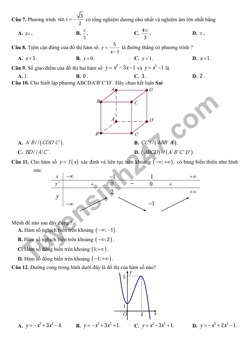 De thi thu tot nghiep THPT 2026 mon Toan - Lien truong Nghe An