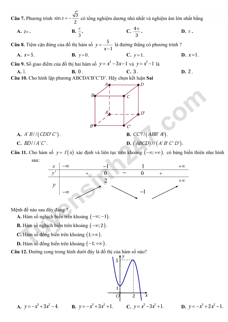 De thi thu tot nghiep THPT 2026 mon Toan - Lien truong Nghe An