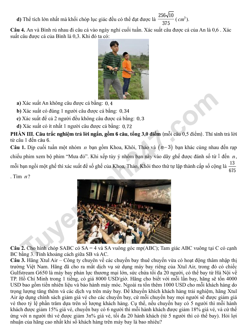 De thi thu tot nghiep THPT 2026 mon Toan - Lien truong Nghe An