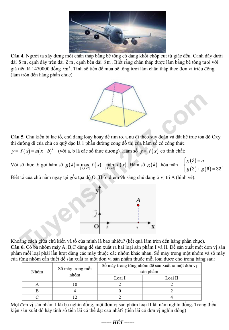 De thi thu tot nghiep THPT 2026 mon Toan - Lien truong Nghe An