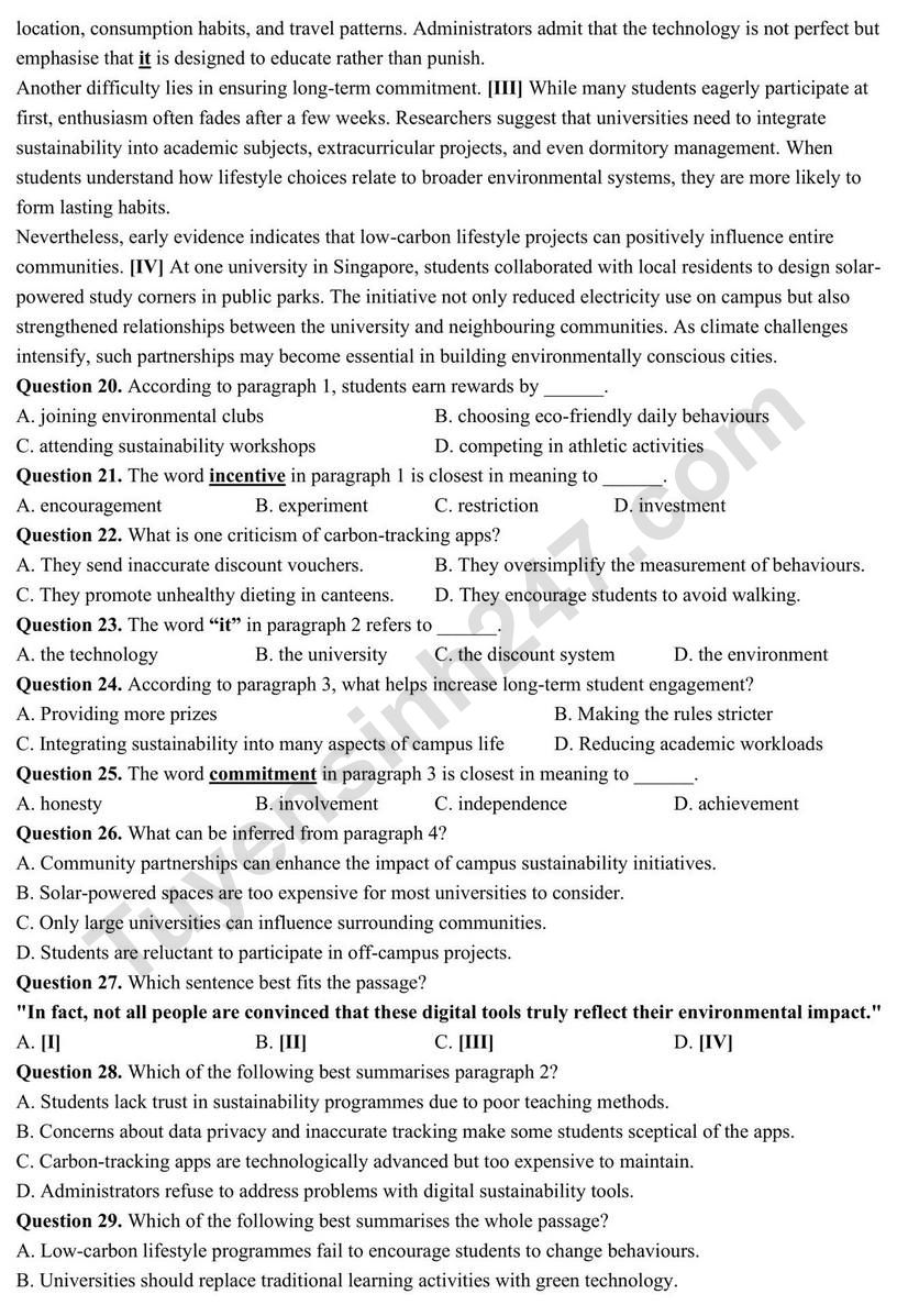 De thi thu mon Anh tot nghiep THPT 2026 - Lien truong Nghe An lan 1