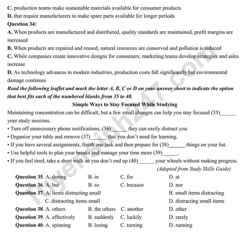 De thi thu mon Anh tot nghiep THPT 2026 - Lien truong Nghe An lan 1