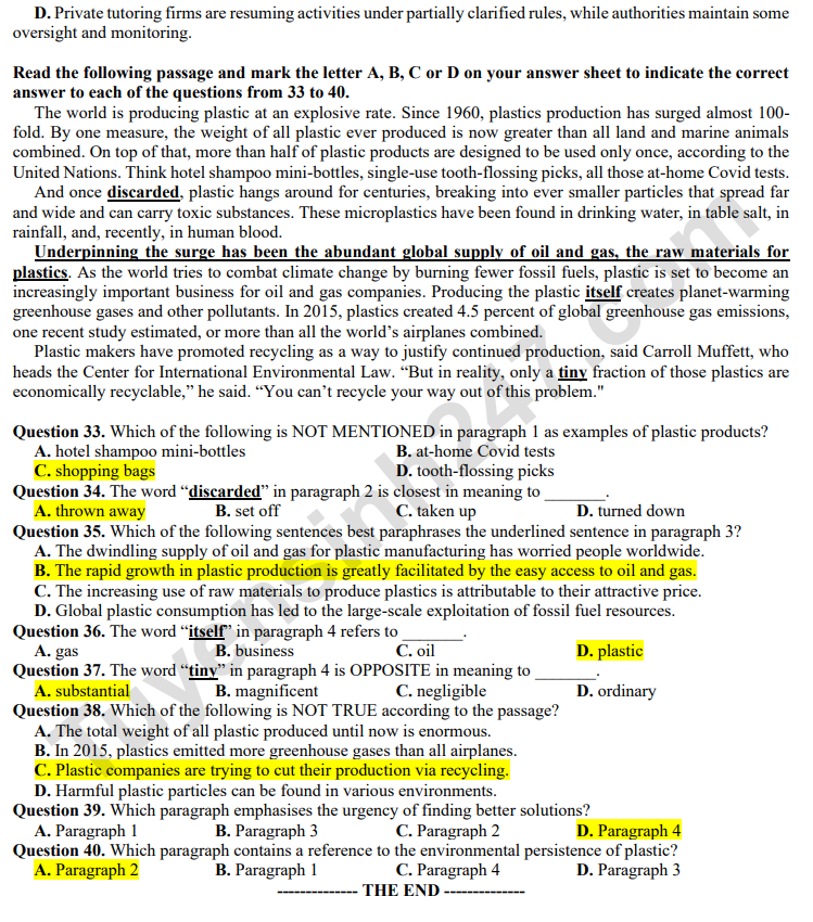 De thi thu tot nghiep THPT 2026 mon Anh - THPT Yen Dung so 2