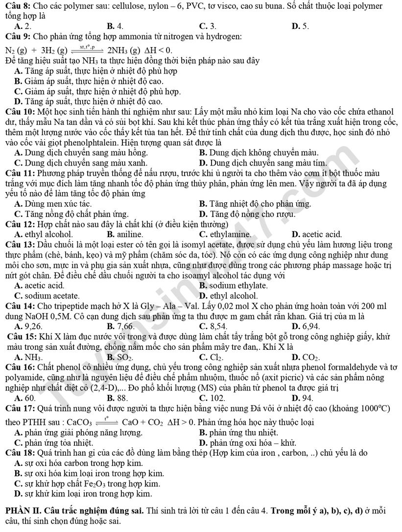 De thi thu tot nghiep THPT mon Hoa 2026 - Lien truong Nghe An (Lan 1)