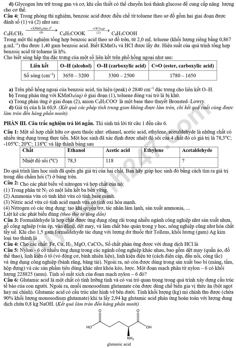 De thi thu tot nghiep THPT mon Hoa 2026 - Lien truong Nghe An (Lan 1)