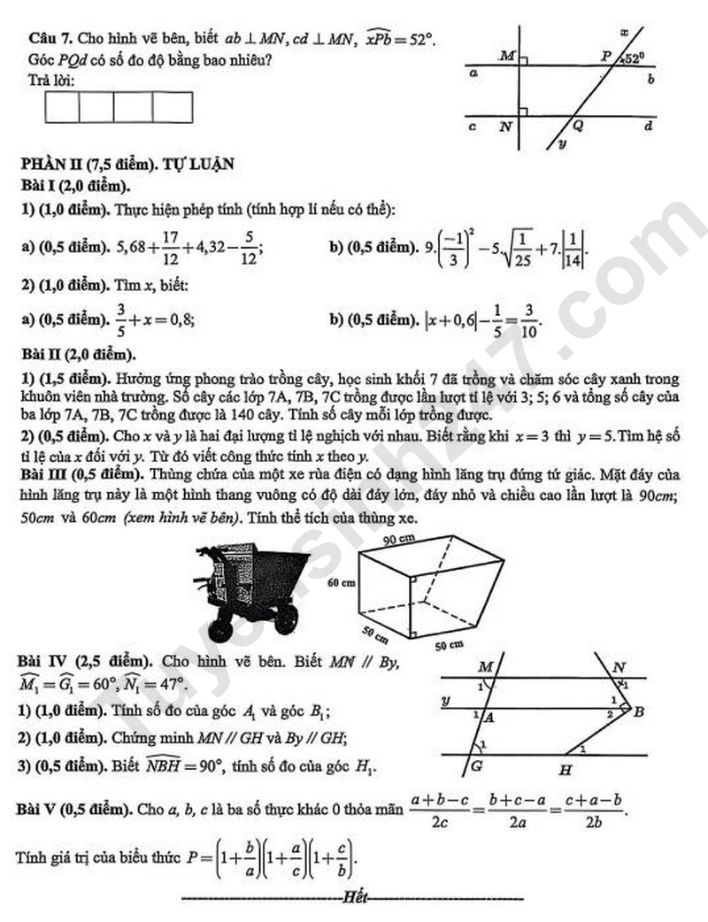 De thi hoc ki 1 mon Toan lop 7 nam 2025 - THCS Lo-Mo-No-Xop