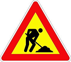 A red and yellow sign with a black symbol on it

AI-generated content may be incorrect.