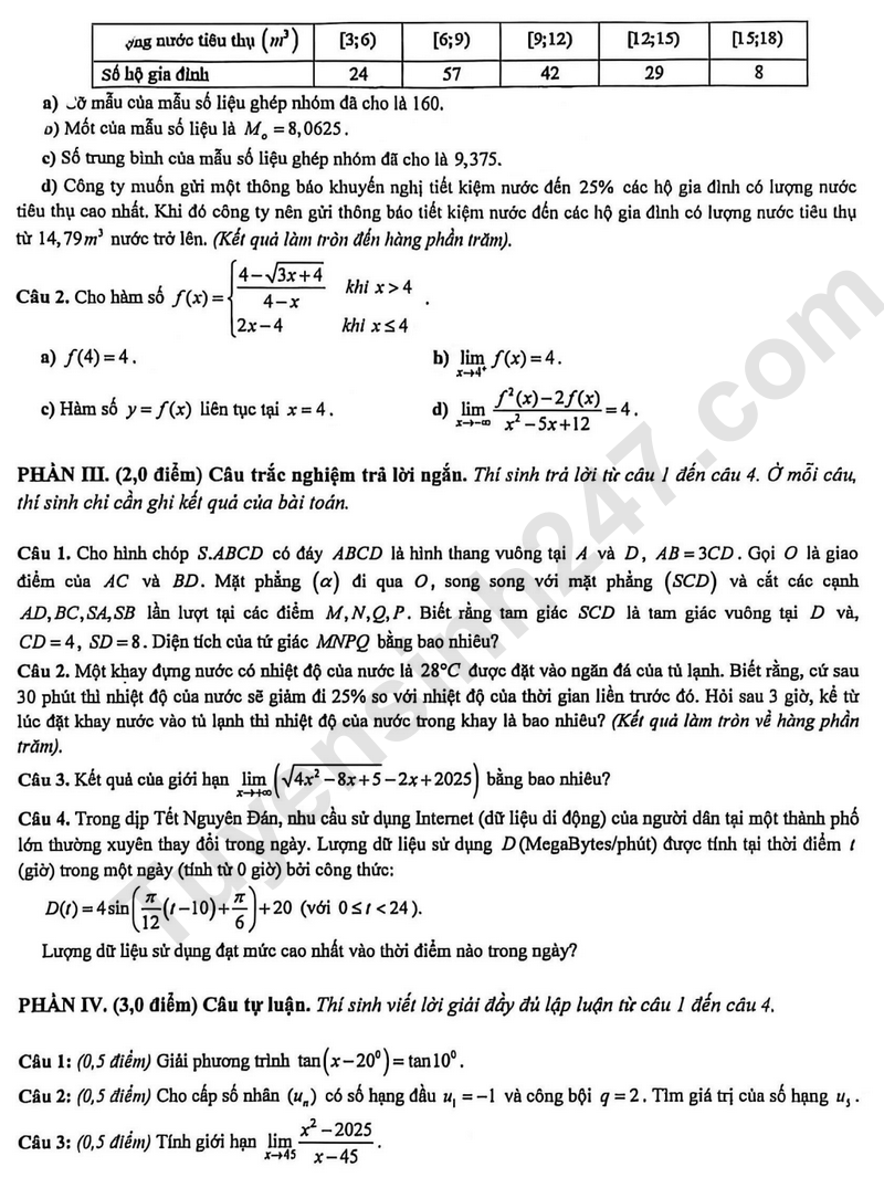 De thi hoc ki 1 mon Toan lop 11 nam 2025 - TH, THCS va THPT Truong Vinh Ky