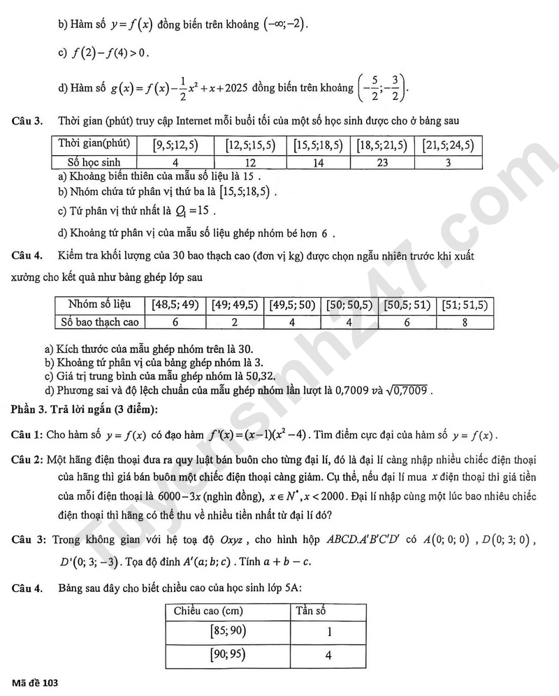 De thi HK 1 lop 12 mon Toan 2025 - THPT Tran Phu