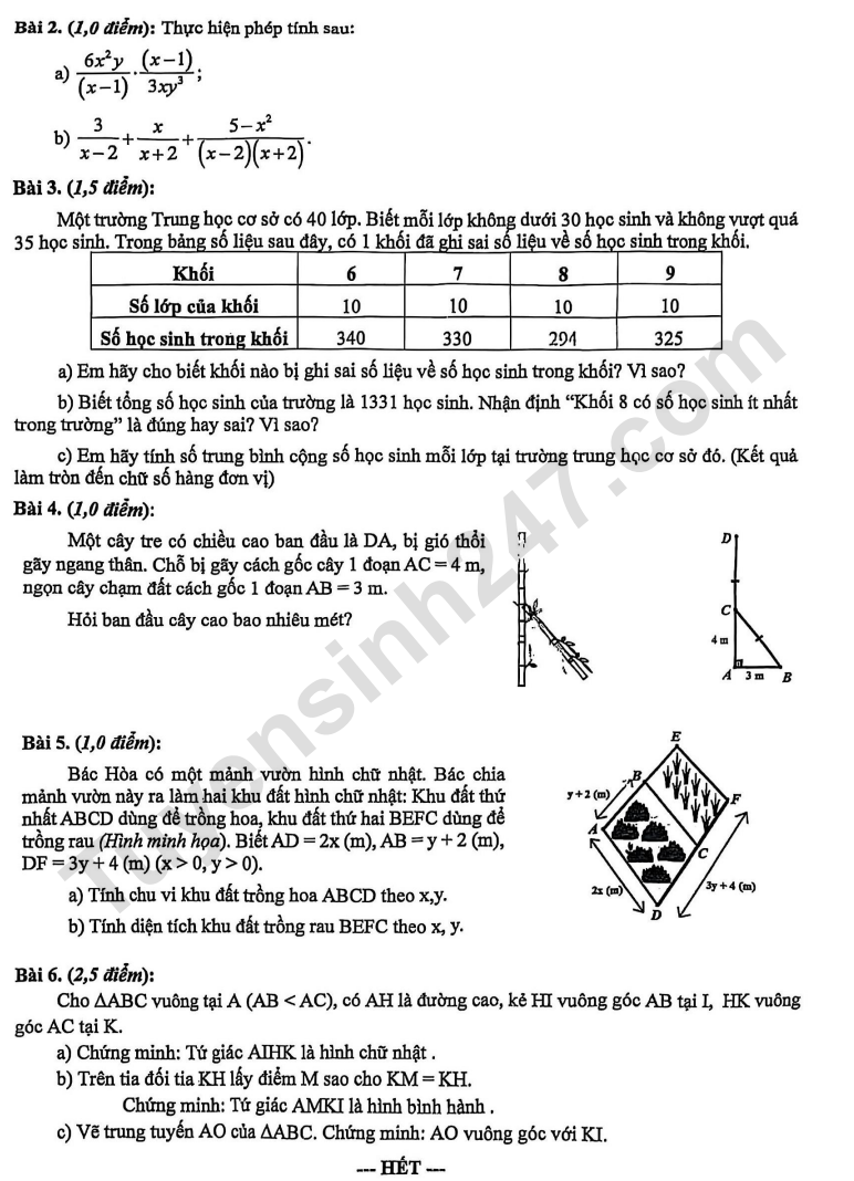 De thi ki 1 mon Toan lop 8 nam 2025 - THCS Nguyen Gia Thieu