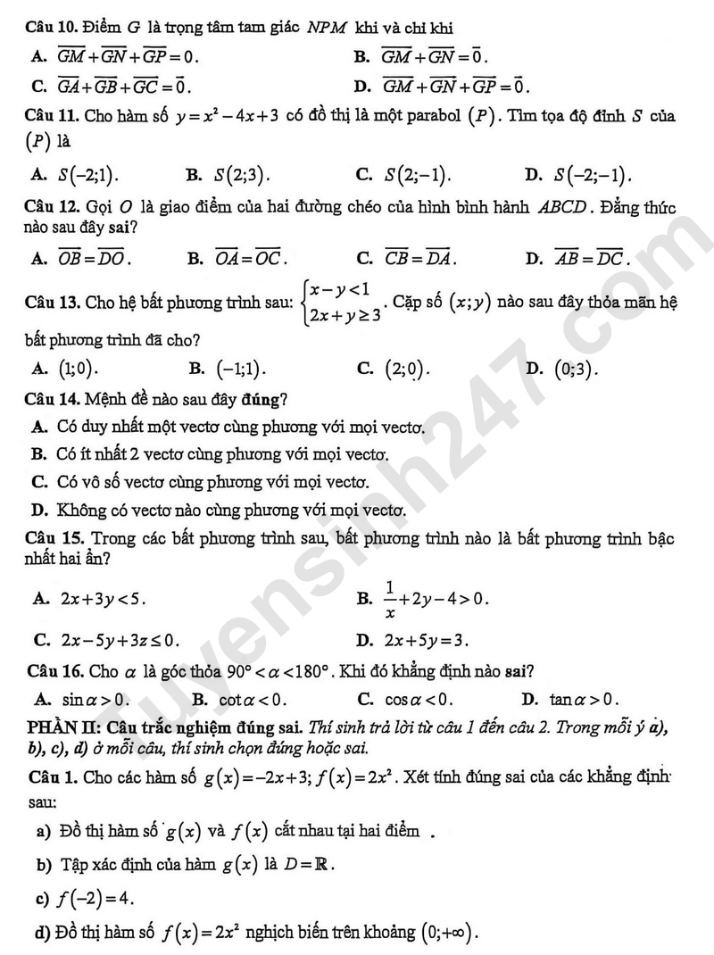 De thi hoc ki 1 lop 10 mon Toan nam 2025 - THPT Nguyen An Ninh