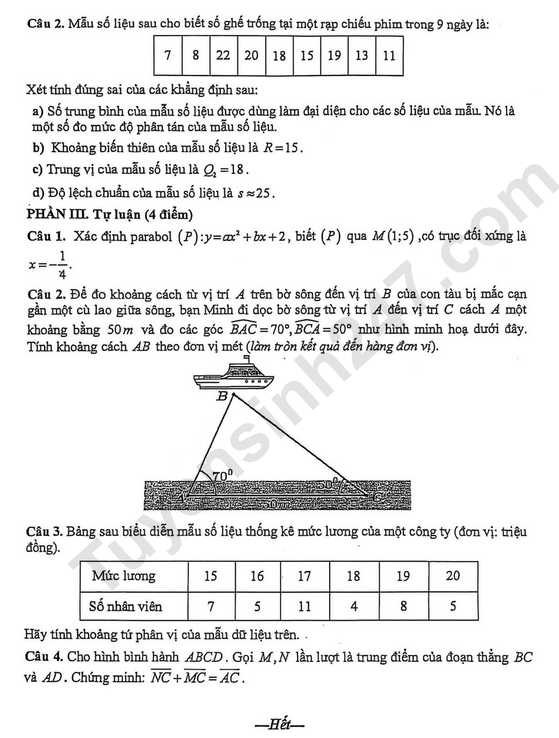 De thi hoc ki 1 lop 10 mon Toan nam 2025 - THPT Nguyen An Ninh