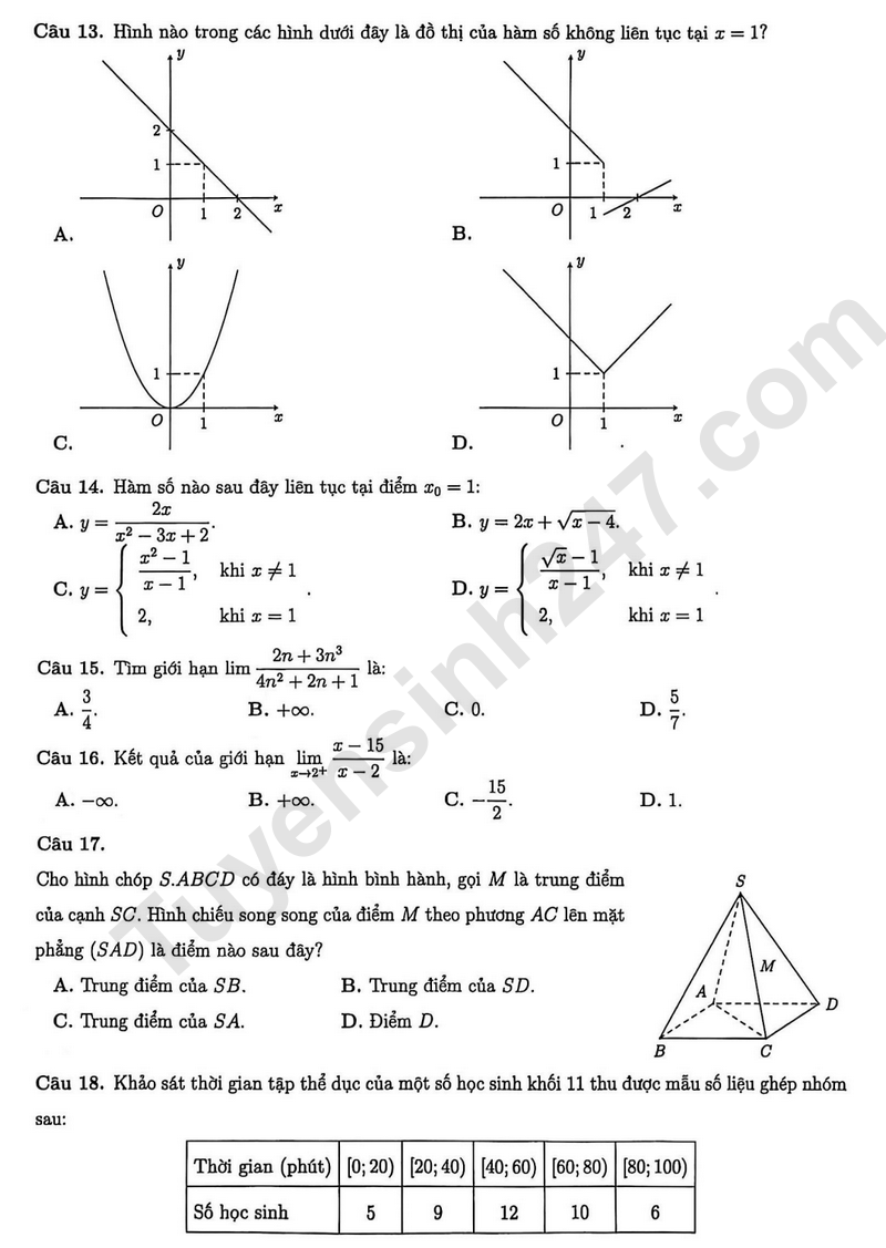 De thi HK1 mon Toan lop 11 nam 2025 - Trung hoc thuc hanh DH Su pham TPHCM