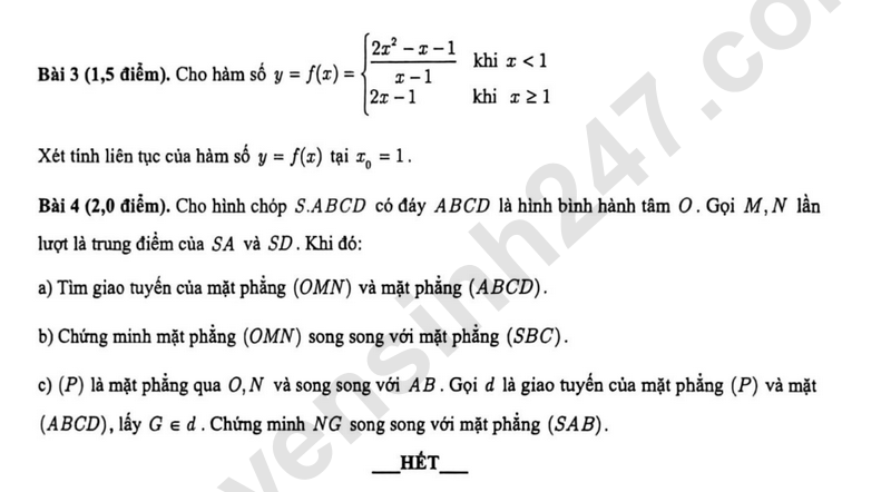 De thi HK1 mon Toan lop 11 nam 2025 - Trung hoc Thuc Hanh Sai Gon