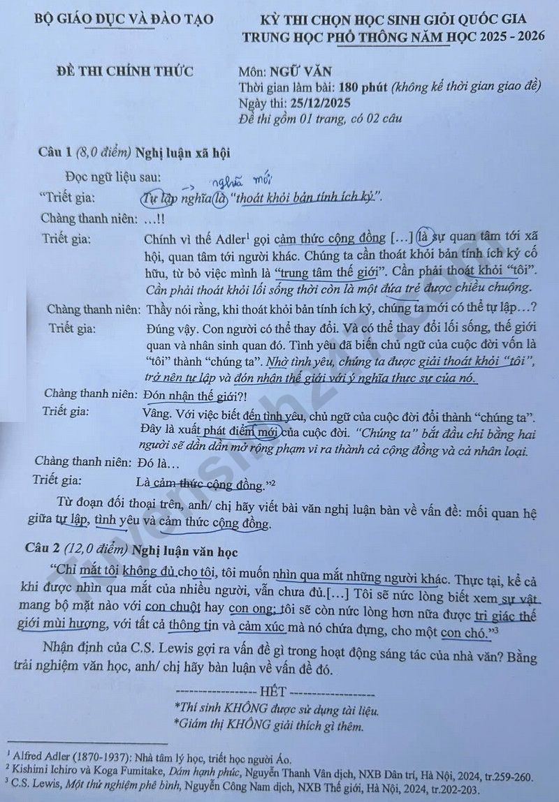 De thi hoc sinh gioi Quoc gia nam 2025 mon Van