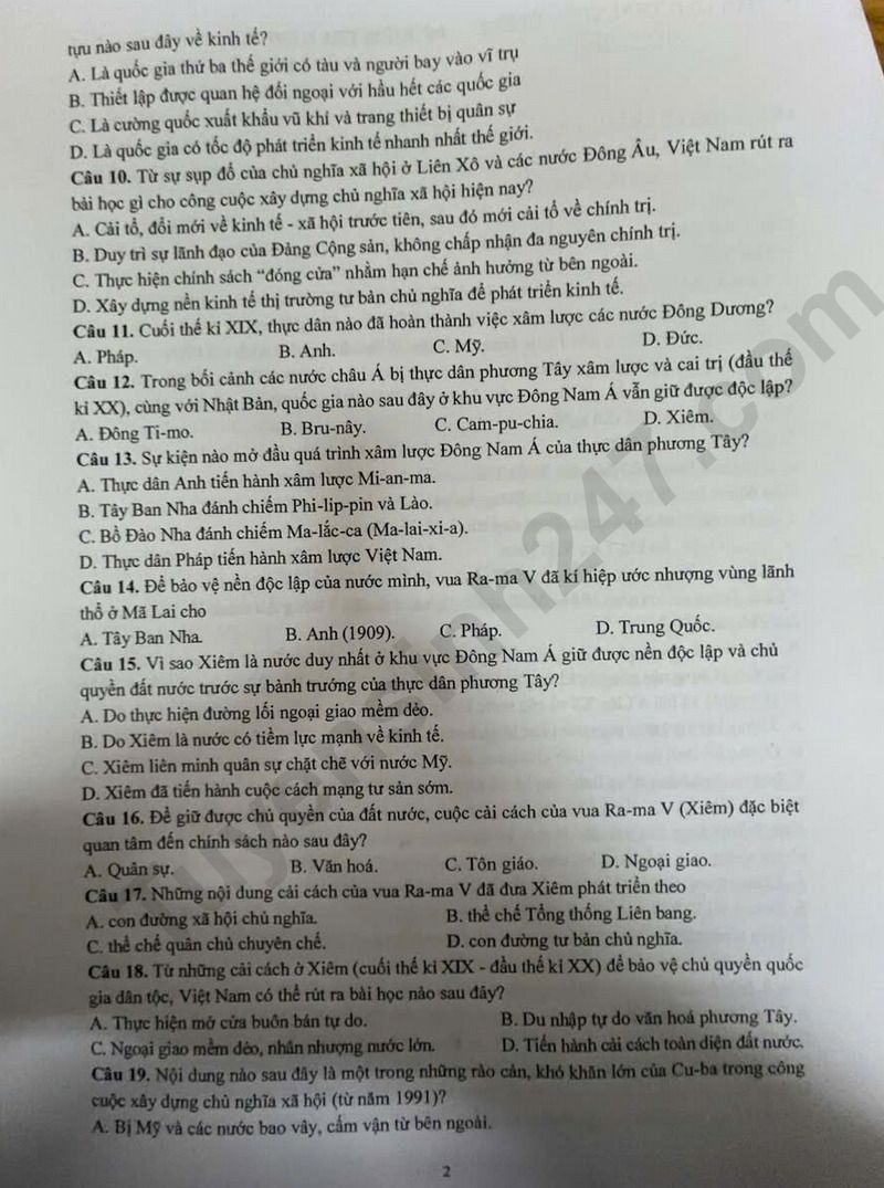 De thi hoc ki 1 mon Su lop 11 nam 2025 - THPT Xuan Giang