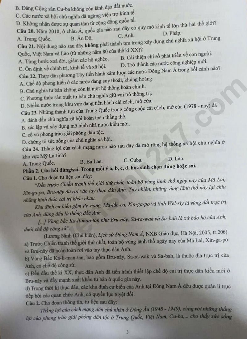 De thi hoc ki 1 mon Su lop 11 nam 2025 - THPT Xuan Giang