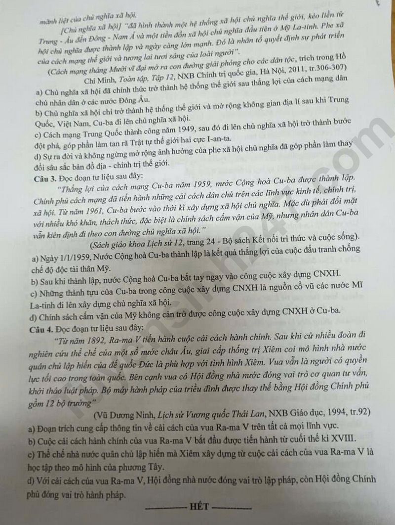 De thi hoc ki 1 mon Su lop 11 nam 2025 - THPT Xuan Giang