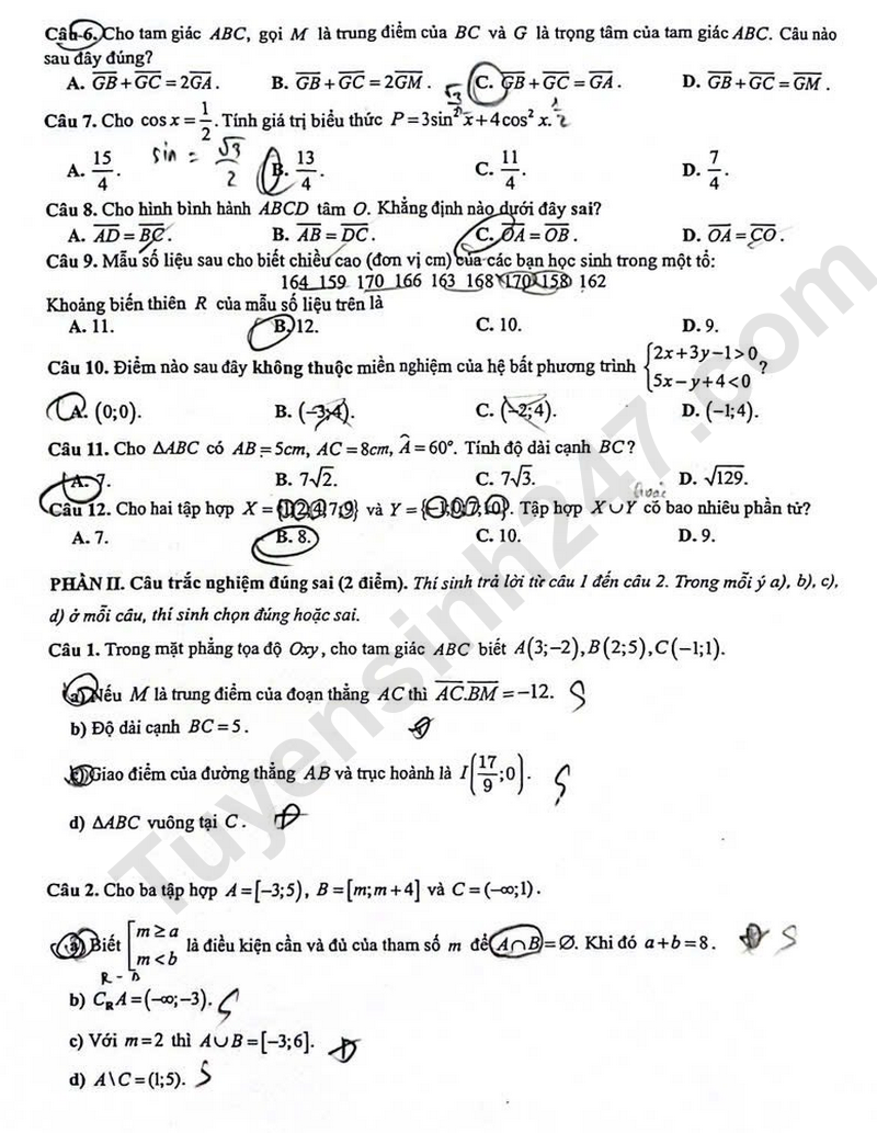 De thi hoc ki 1 mon Toan lop 10 nam 2025 - THPT Kim Lien