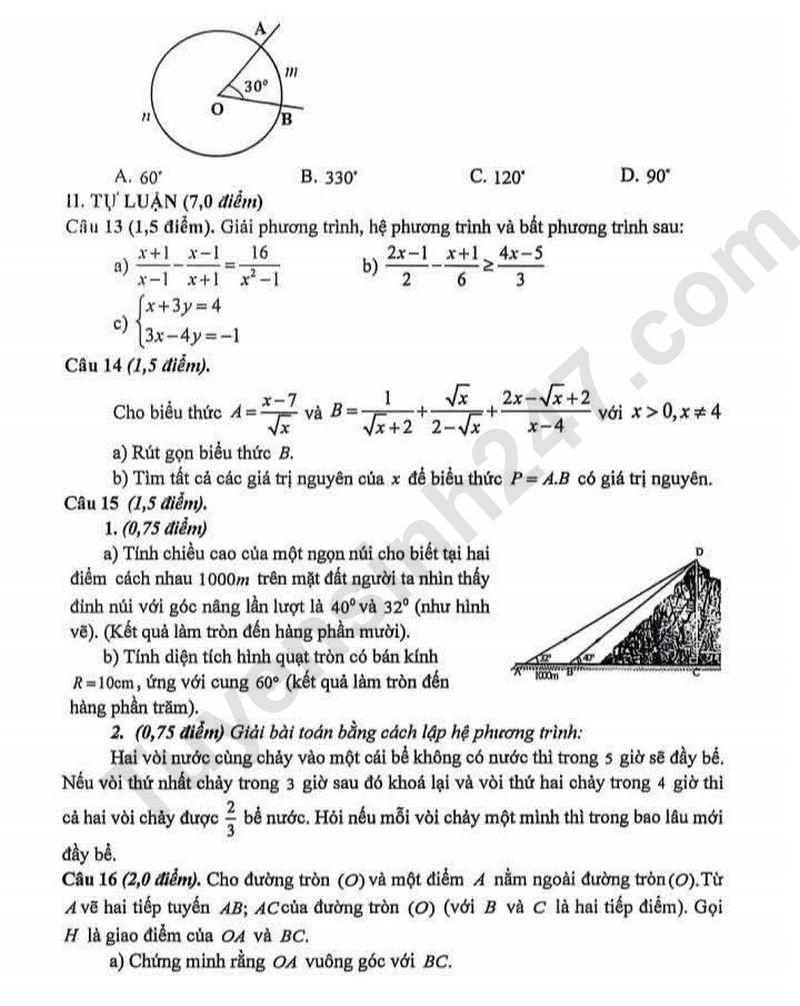 De thi hoc ki 1 mon Toan lop 9 nam 2025 - THCS Vinh Yen