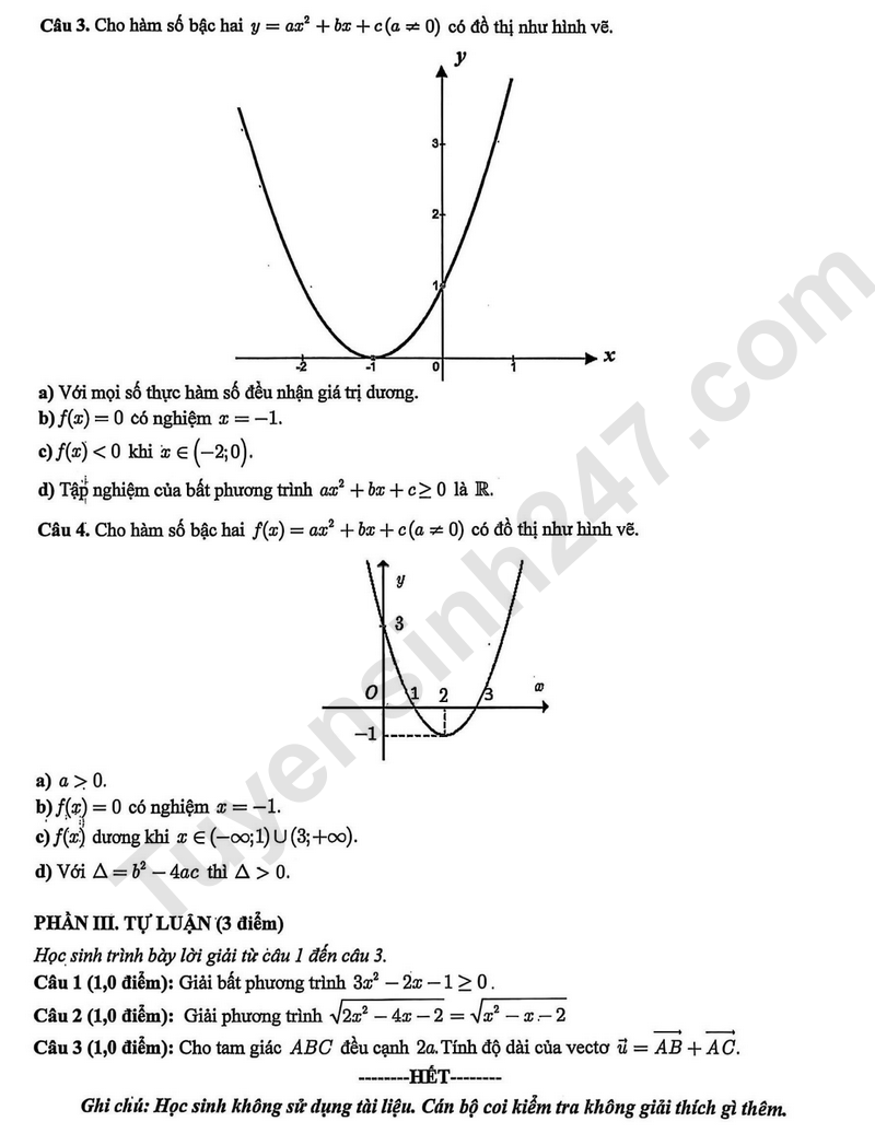 De thi hoc ki 1 lop 10 mon Toan nam 2025 - THPT Binh Thuy