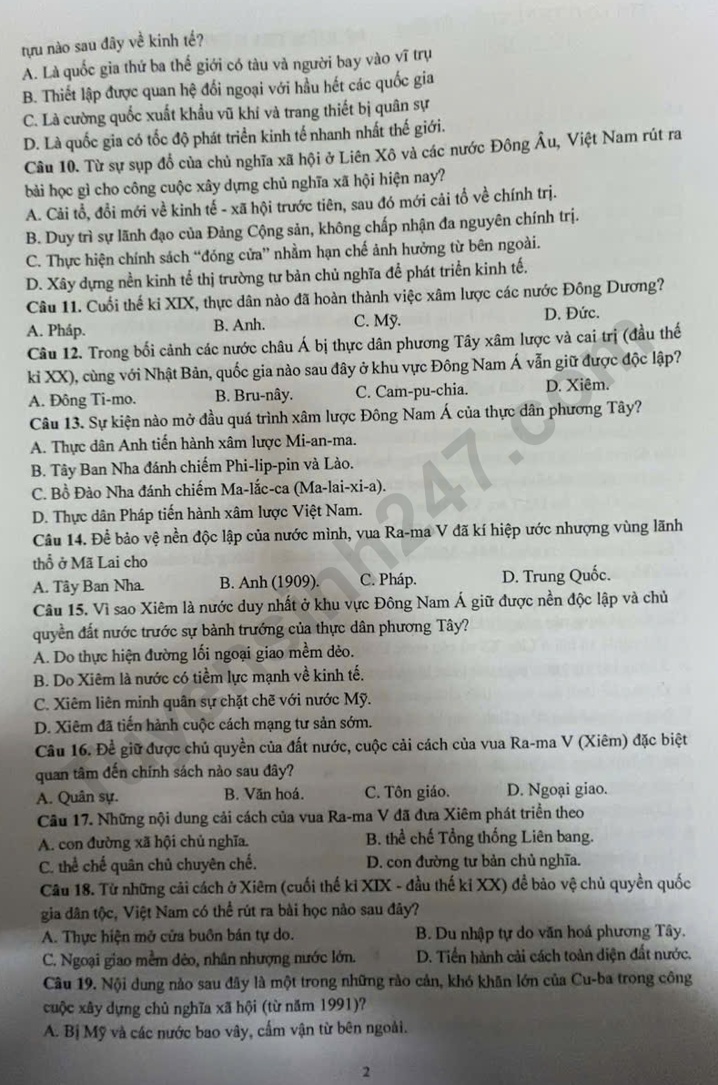 De thi ki 1 lop 11 mon Su 2025 - THPT Xuan Giang