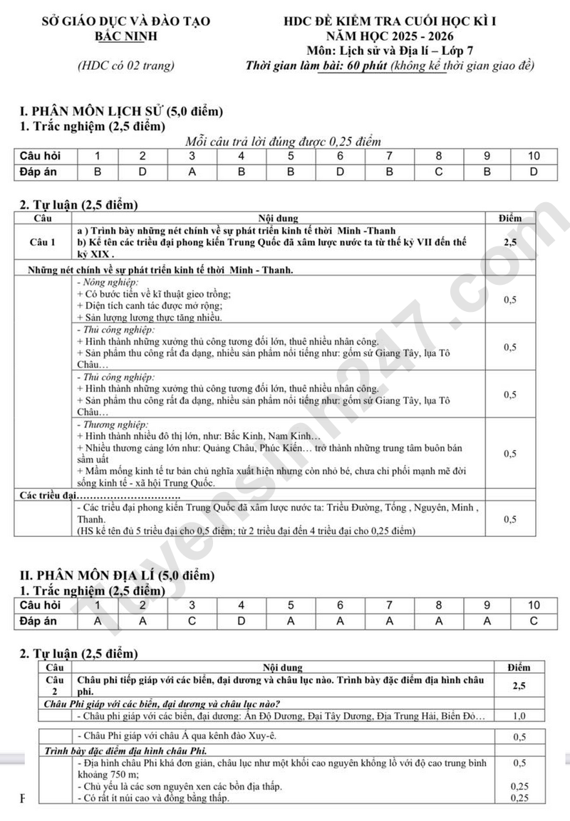 De thi HK1 lop 7 mon Lich su va Dia ly 2025 - So GD Bac Ninh (Co dap an)